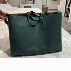 Calpak Haven Limited Edition Green Leather Laptop Tote